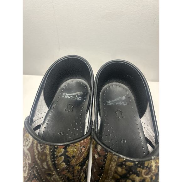 Dansko Paisley Tapestry Brown jewel Clogs size EU 40 US 9 Retro 70s Boho nurse - Picture 7 of 14